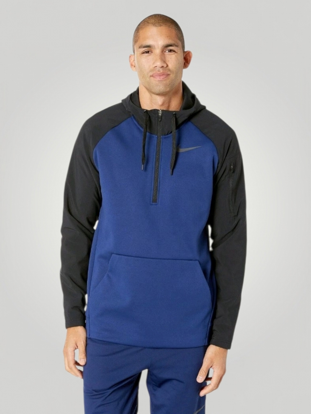 Nike Dri-FIT Navy Black Colorblock Fleece Hoodie Medium Gorpcore Stealth Athleti